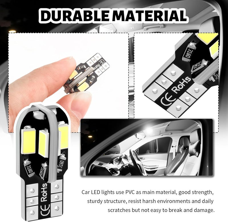 VKQTS 10PCS Interior Car Lights,12V T10 LED Bulb Car Interior Light with High Bright White,Universal Cars LED Lights as License Plate/Reading/Map/Dome Light Cars Accessories - Image 5